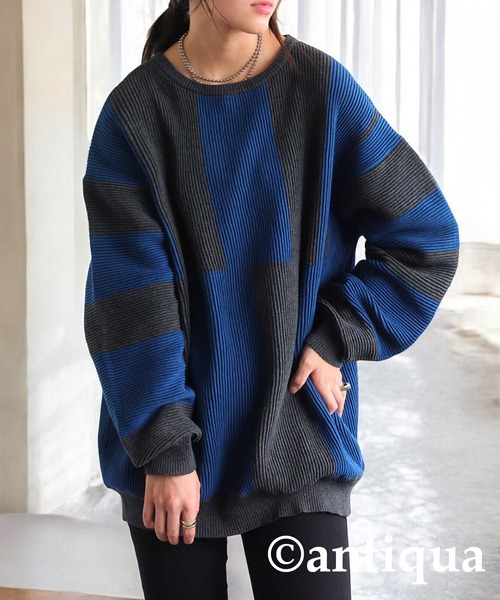 「antiqua」 ニットワンピース ONESIZE グレー系その他 レディース_画像8