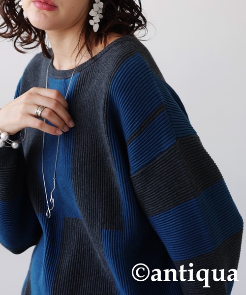 「antiqua」 ニットワンピース ONESIZE グレー系その他 レディース_画像9