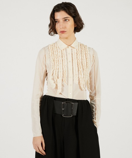 ブラウス シャツ フリルジャージーシャツ / Ruffled Jersey Shirt レディースの画像