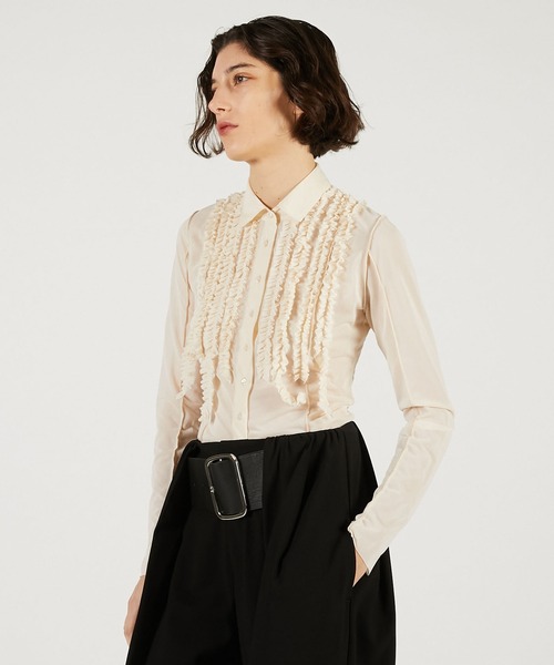 ブラウス シャツ フリルジャージーシャツ / Ruffled Jersey Shirt レディースの画像