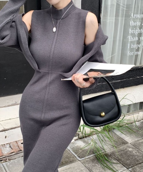 「ABITOKYO」 ニットワンピース FREE ネイビー レディース_画像2