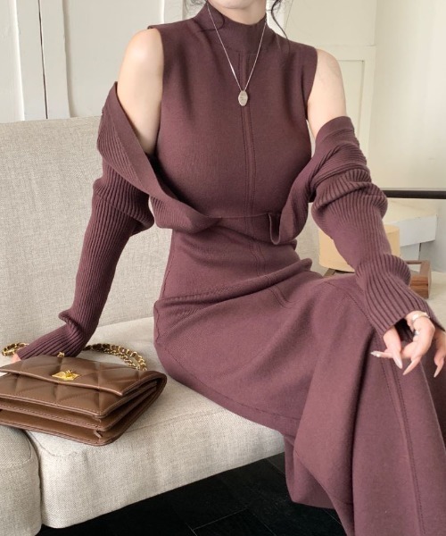 「ABITOKYO」 ニットワンピース FREE ネイビー レディース_画像5