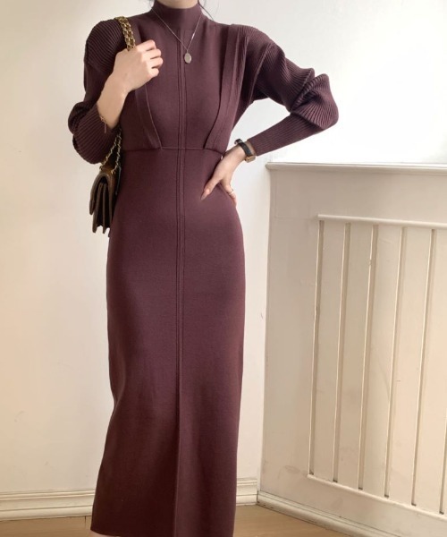 「ABITOKYO」 ニットワンピース FREE ネイビー レディース_画像6