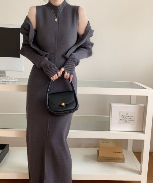 「ABITOKYO」 ニットワンピース FREE ネイビー レディース_画像9