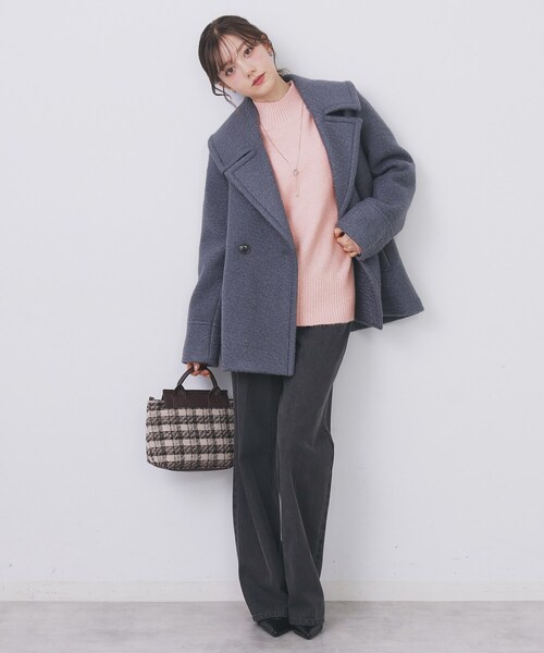 【タグ付き】NOBLE　パイルライクニットプルオーバー　春　くすみピンクベージュ muguet（ミュゲ）の「high neck nordic knit（ニット/セーター）」 - WEAR
