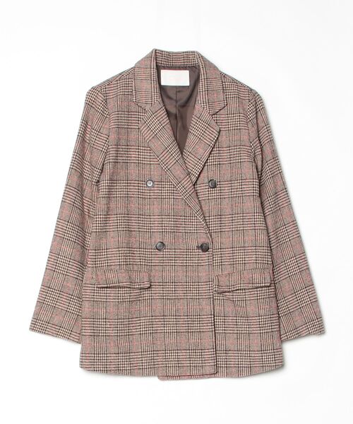 ブラウン テーラードジャケット フリーサイズ ブラウン 【LASELASE(ラセラセ)】テーラードダブルジャケット