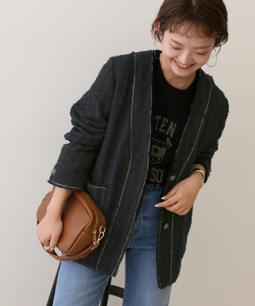 SLOBE IENA（スローブイエナ） ノーカラージャケット FREE ネイビー