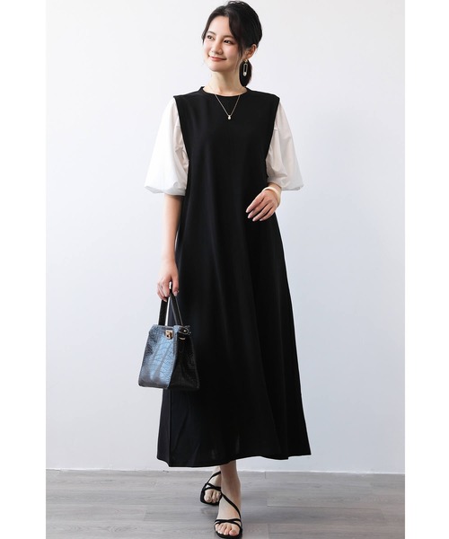 「Cinderella」 ドッキングワンピース MEDIUM ブラック レディース_画像3