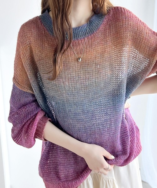 「Java」 長袖ニット MEDIUM ブルー レディース_画像3