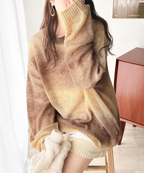 「Java」 長袖ニット MEDIUM ブルー レディース_画像4