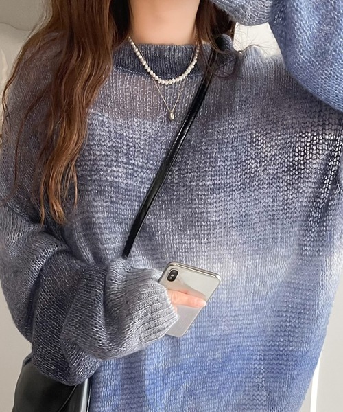 「Java」 長袖ニット MEDIUM ブルー レディース_画像7