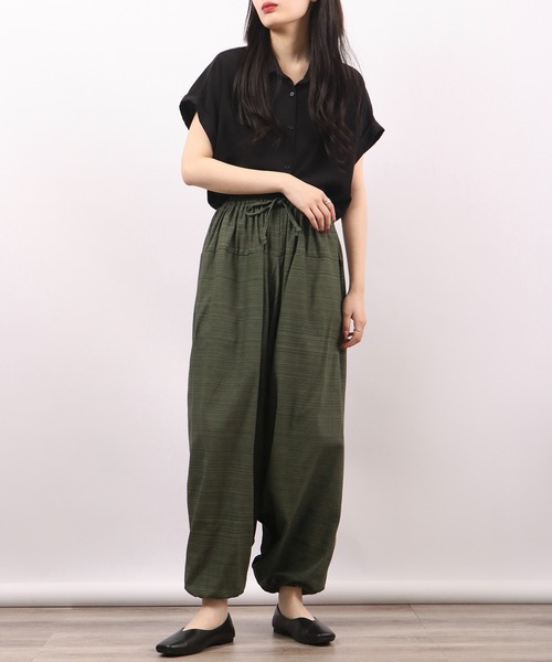 「FUNALIVE」 サルエルパンツ F ダークグリーン メンズ_画像9