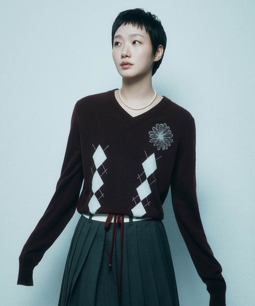 Mardi Mercredi カシミヤニット MARDI MERCREDI CASHMERE BLENDED PULLOVER FLOWERMARDI MU5473 (Mardi