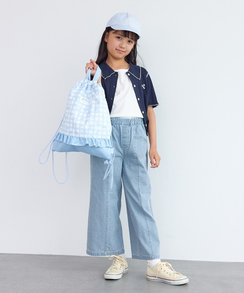 【新品】アルベロベロ♥️ぶたさんデニムワイドパンツ ウエストゴム ROPE' PICNIC（ロペ ピクニック） ワイドパンツ パンツ 「KIDS/キッズ