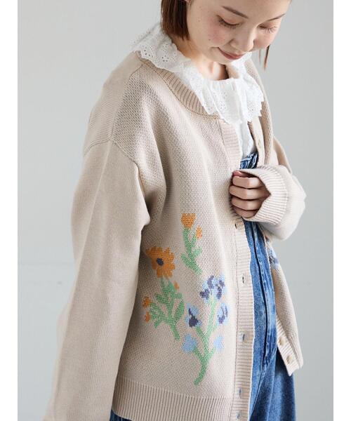 購入不可専用❌タグ付きSM2お花刺繍ブークレーカーディガン Samansa Mos2（サマンサモスモス） カーディガン 花柄ジャカード