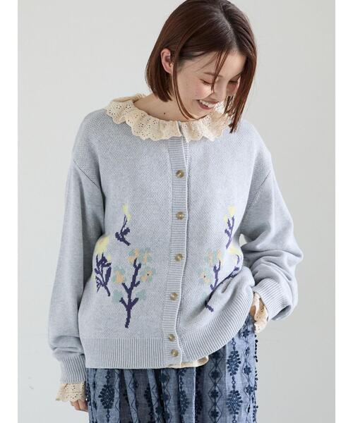 Samansa Mos2（サマンサモスモス） カーディガン 花柄ジャカード