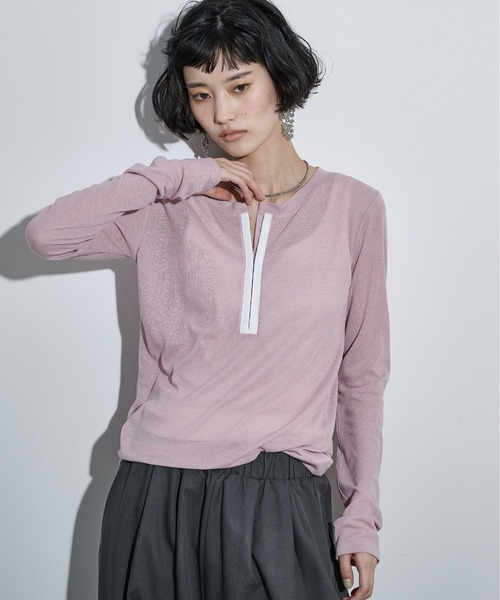THE Yon tシャツ シアーリブホックヘンリーネックプルオーバー