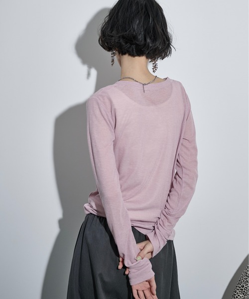 THE Yon tシャツ シアーリブホックヘンリーネックプルオーバー
