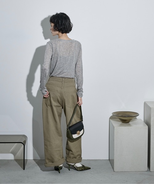 THE Yon tシャツ シアーリブホックヘンリーネックプルオーバー