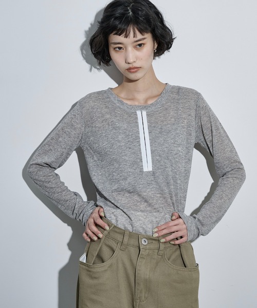 YONFA ヨンファ ヘンリーリブT YONFA ⁄ ヘンリーリブティー (gray