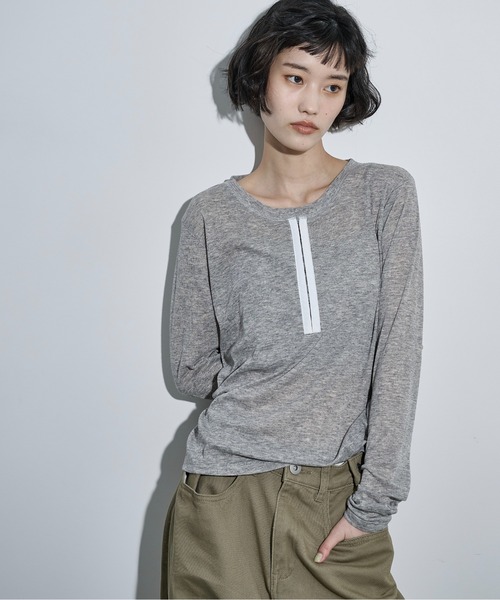 THE Yon tシャツ シアーリブホックヘンリーネックプルオーバー