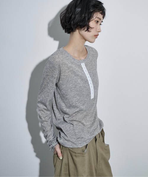 THE Yon tシャツ シアーリブホックヘンリーネックプルオーバー