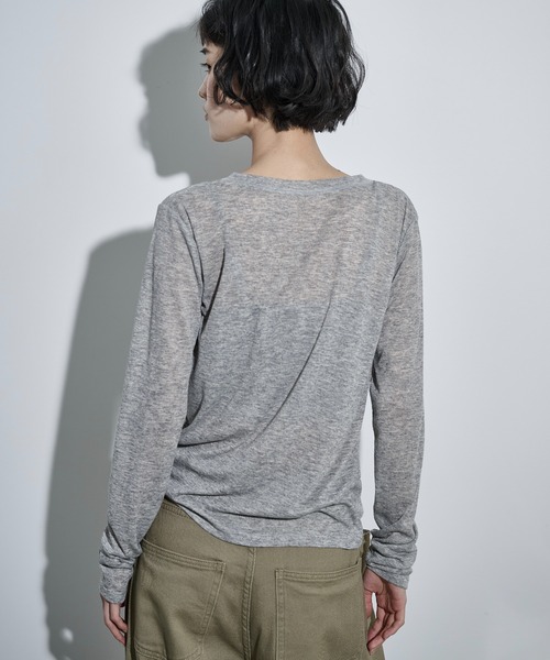 THE Yon tシャツ シアーリブホックヘンリーネックプルオーバー
