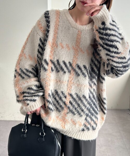 「DISCOAT」 長袖ニット FREE アイボリー レディースの画像2