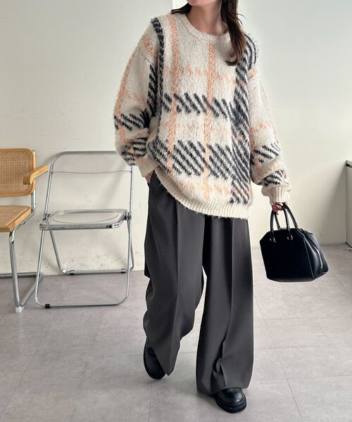 「DISCOAT」 長袖ニット FREE アイボリー レディースの画像8