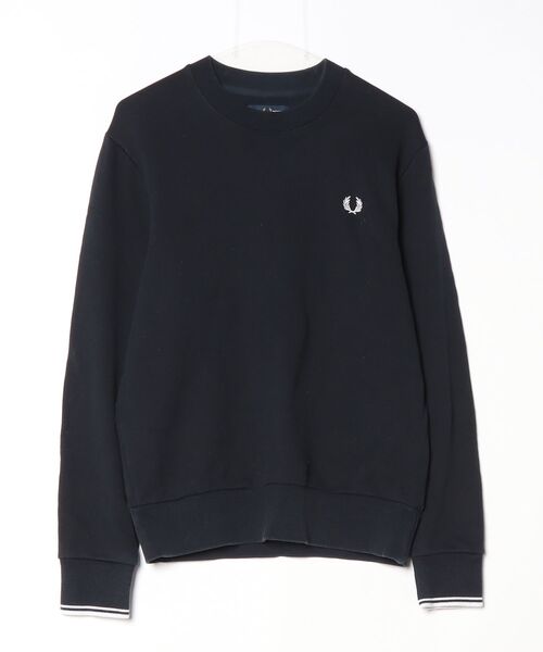「FRED PERRY」 スウェットカットソー M ネイビー レディース