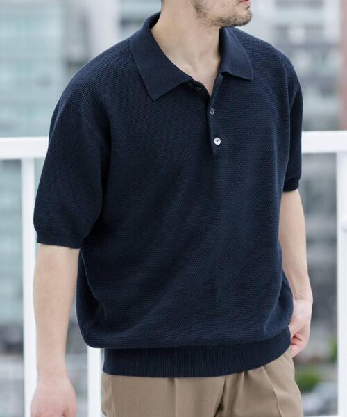 URBAN RESEARCH ROSSO MEN ポロシャツ 半袖 「WEB限定」変形カノコ半袖