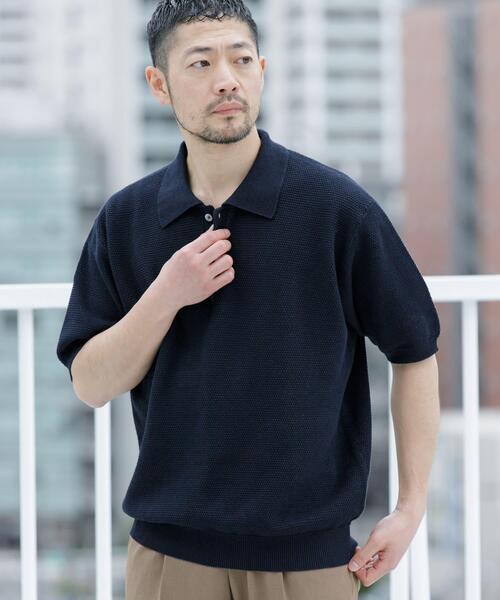 URBAN RESEARCH ROSSO MEN ポロシャツ 半袖 「WEB限定」変形カノコ半袖