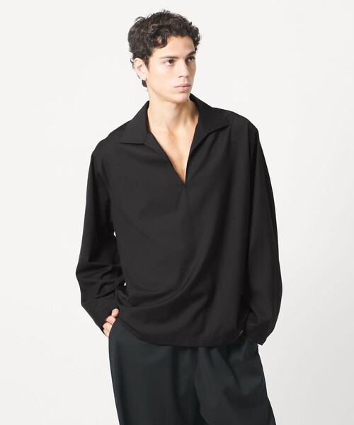 LOEFF ローズ タフタ スキッパー シャツ LOEFF＞ローズ タフタ スキッパー シャツ