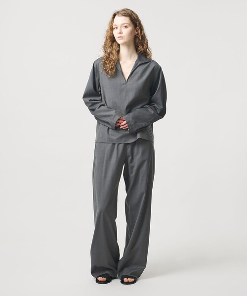 LOEFF ロエフ ウールトロスキッパーシャツ　レディース　サイズ0 LOEFF（ロエフ） ブラウス シャツ 「LOEFF」トロピカルウール