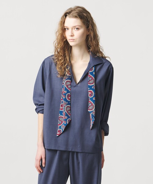 LOEFF ローズ タフタ スキッパー シャツ LOEFF＞ローズ タフタ スキッパー シャツ