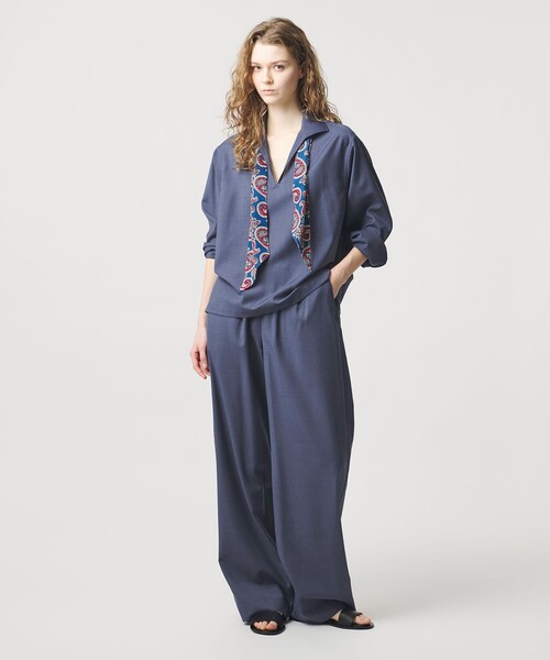 LOEFF ロエフ ウールトロスキッパーシャツ　レディース　サイズ0 LOEFF（ロエフ） ブラウス シャツ 「LOEFF」トロピカルウール