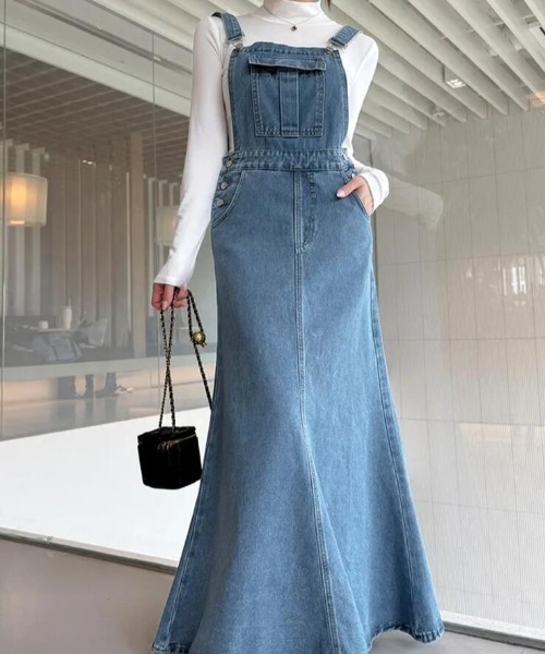 ワンピース デニム マーメイド サロペットワンピース : ZOZOTOWN Yahoo