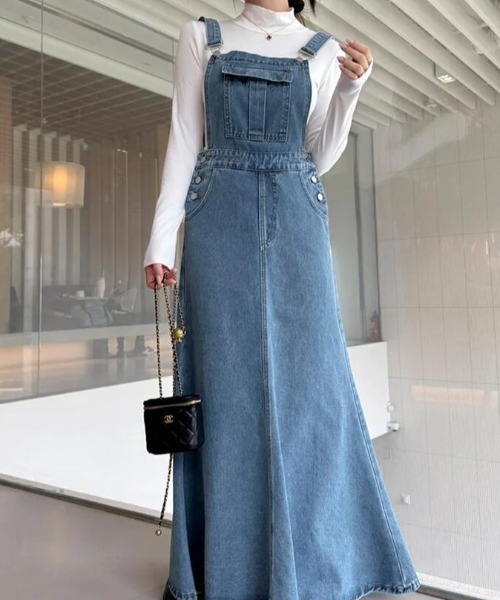 ワンピース デニム マーメイド サロペットワンピース : ZOZOTOWN Yahoo