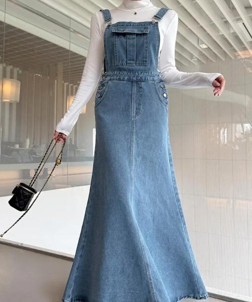 ワンピース デニム マーメイド サロペットワンピース : ZOZOTOWN Yahoo