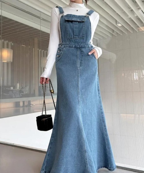 リメイクデニム　サロペットワンピース ワンピース デニム マーメイド サロペットワンピース : ZOZOTOWN Yahoo