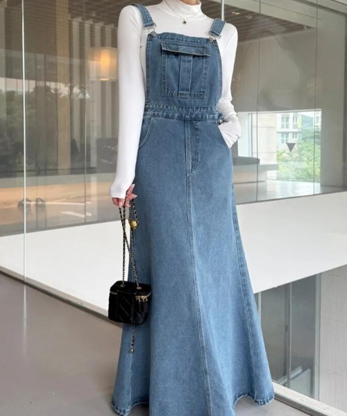 ♡*☆様 リメイクデニム　異素材サロペットワンピ ワンピース デニム マーメイド サロペットワンピース : ZOZOTOWN Yahoo