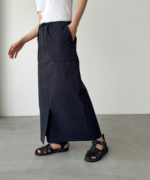「CANAL JEAN」 ロングスカート 36 ネイビー レディースの画像