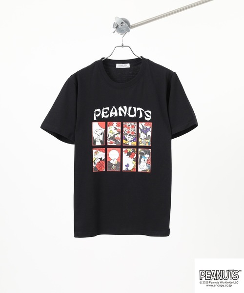 PEANUTS tシャツ 花札柄 天竺半袖Tシャツ メンズ レディース