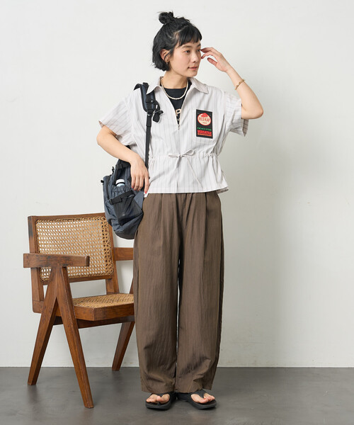 ワイドパンツ スラックス パンツ 「接触冷感」 SUMMERCOOL タック カーブ イージーパンツ レディースの画像