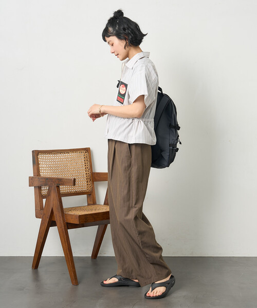ワイドパンツ スラックス パンツ 「接触冷感」 SUMMERCOOL タック カーブ イージーパンツ レディースの画像