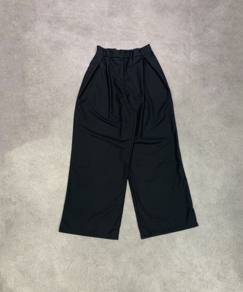 スラックス 「UNISEX」ハイウエスト 深タック ワイドレッグ スラックス