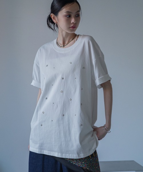 tシャツ スタッズオーバーTシャツ/ユニセックス レディース メンズ