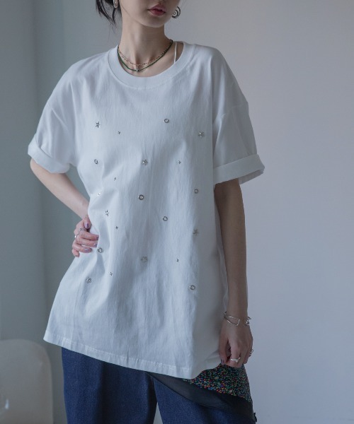 tシャツ スタッズオーバーTシャツ/ユニセックス レディース メンズ