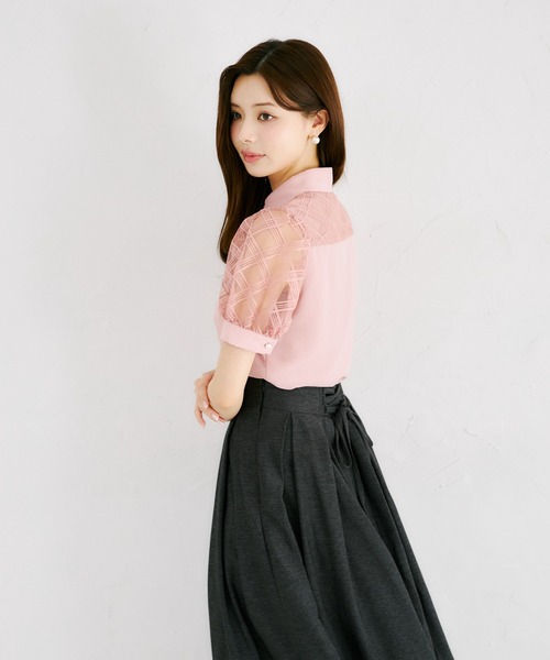 tocco closet（トッコ クローゼット） ブラウス シャツ パール釦シアー