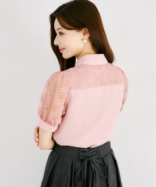 tocco closet（トッコ クローゼット） ブラウス シャツ パール釦シアー
